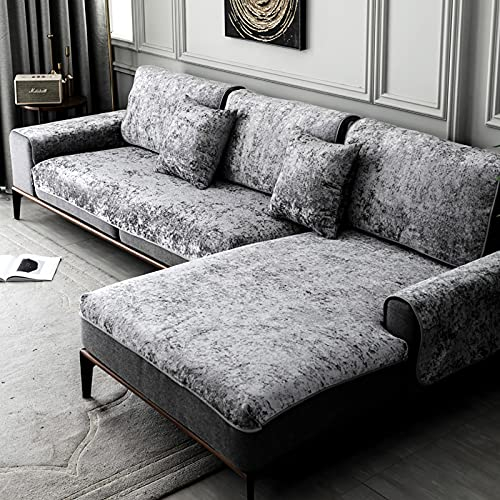 TY&WJ Plüsch Anti-rutsch Sofabezug Wohnzimmer Sofabezug Outdoor Couch-abdeckungen Möbel Protector Für ledersofa Haustier Hund & Kinder-Grau 70x150cm(28x59inch)