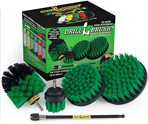 Cleaning Supplies - Drill Brush Power Scrubber Set with Extension - Dish Brush - Spin Brush Kit for Tile, Counter-tops, Stove, Oven, Sink, Trash Can, Floors - Grout Cleaner - Cast Iron, Pots and Pans