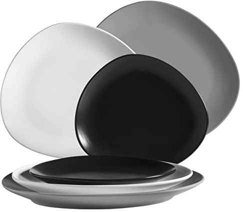 MÄSER GLENDALE Lot d'assiettes en céramique Noir/blanc/gris 26 cm