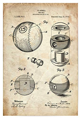 artboxONE Poster 30x20 cm Sport Billiard Ball (Antik) - Bild poolbillard billardspiel Blaupause