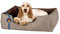 BedDog Hundebett LUPI, Hundekissen mit Abziehbaren Waschbaren Bezug, Hundekorb, Hundesofa, für Kleine Hunde, S, beige-braun