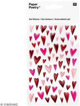 Rico Design Gel-Aufkleber mit langen Herzen, 71 Stück