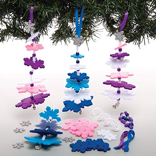 Baker Ross Snowflake Christmas Tree Stacking Kits – Pack of 6, Kids Christmas Tree Decoration Kits (AW901)