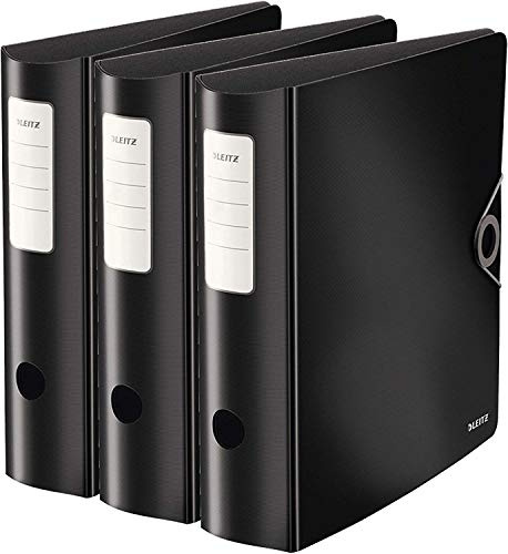 Leitz Qualitätsordner, 180° aktiv solid breit (82mm | 3er Pack, schwarz)