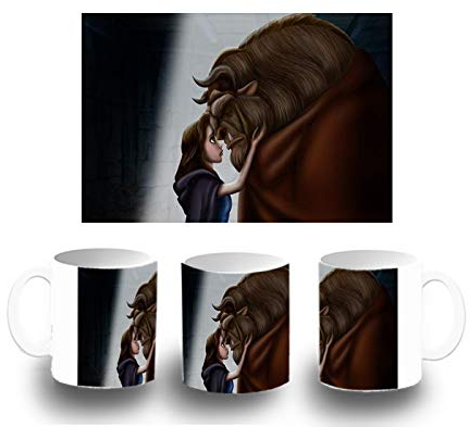 MERCHANDMANIA TAZA DE PLASTICO CHICA BELLA CON HOMBRE BESTIA plastic mug
