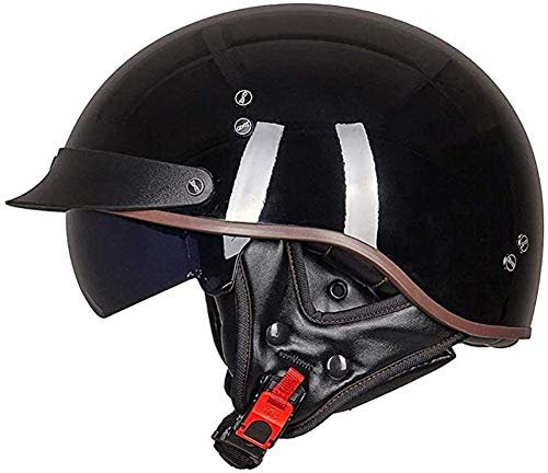 MAMAO Jet Moto Casque Bol, Open Face Classic Sun Casque Moto Jet Vintage,- ECE Homologué en pour Scooter Chopper - Casque De Moto Homme Et Femme Pilot Demi-Jet,pour Toutes Les Saisons