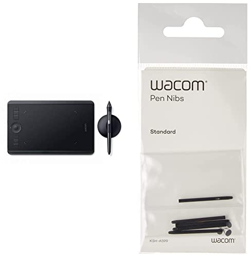 Wacom Intuos Pro Grafiktablett (Größe: S)/Kleines, professionelles Stifttablett (inkl. Wacom Pro Pen 2 Eingabestift mit Ersatzspitzen) & E-Learning & Standard Stiftspitzen, schwarz 5-TLG.