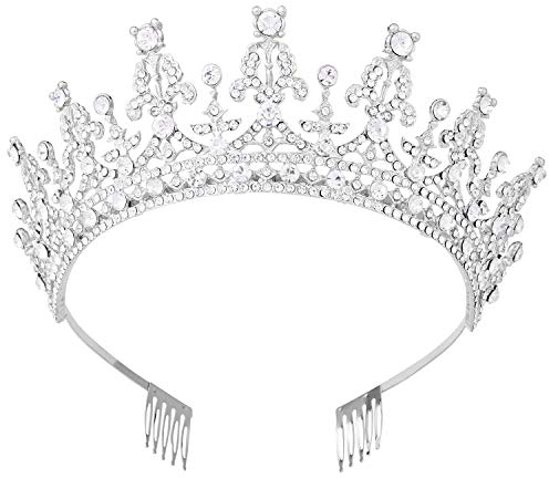 Vofler Tiaras und Kronen für Frauen, Königin Silber Kristall Strass Haarschmuck für Damen kleine Mädchen Braut Prinzessin Geburtstag Hochzeit Festzug Abschlussball Halloween Kostüm Party mit Kämmen
