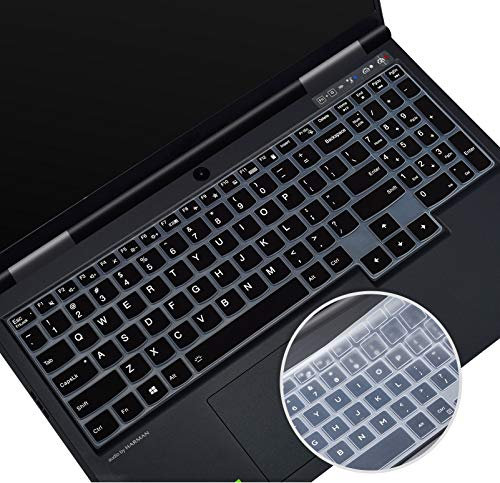 Juego de 2 fundas de silicona para teclado Lenovo Legion 5 Series Legion 5 5i 5p 5pi de 15.6 pulgadas y 17.3 pulgadas, para Lenovo Legion 3i 7i Gaming Laptop Keyboard Skin (negro + transparente)