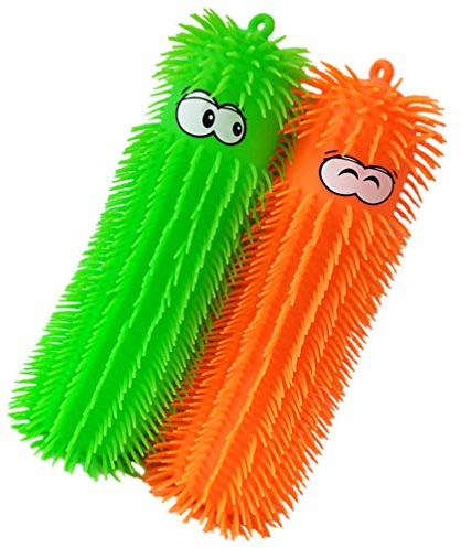 2 Stück Leuchtende Zappelspielzeug Raupen - Sensorisches Anti-Stress Spielzeug Für Kinder Und Erwachsene, Weiche Gummispitzen, Led-Lichter, Squeeze Bälle