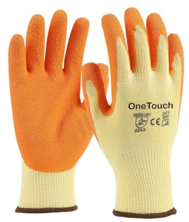 A406 12 Pair Orange Latex Coated Gloves Rubber Work gloves for Builders Gardening Scaffolding work safety gloves (X-Large/9)