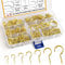FEPITO 160 Pieces Screw Hooks Ceiling Hooks Gold Multi-Size Plated Copper Metal Screwable Cup Hooks,7 Sizes