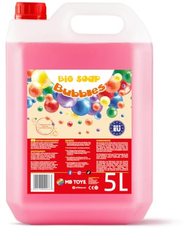MBTOYS Seifenblasenflüssigkeit, 5 L, Gebrauchsfertig, für Seifenblasenmaschine und Manuelle Anwendung, Innen- und Außenbereich, ab 3 Jahren 5L