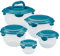 Rachael Ray Leak-Proof Nestable Container Food Storage Bin Set, 10-Piece Round, Teal Lid
