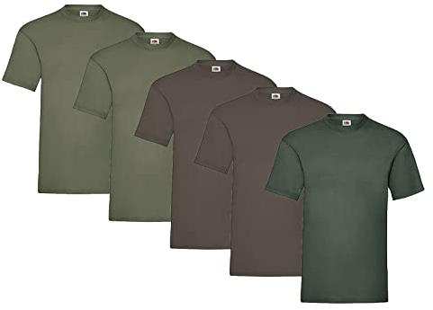Fruit of the Loom Men's T-Shirt, 2 Chocolates + 2 Olives, 1 Bottle Green + 1 Buying Block Hl, XL