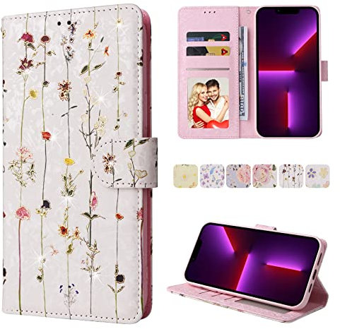 UEEBAI Wallet Case for iPhone 11, PU Leather Phone Case Kickstand RFID Blocking Flip Case with Card Slots Wrist Strap Relief Engraved Pattern Magnetic Closure Folio Case - Vine