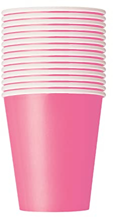 Trimming Shop Bicchieri di Carta USA e Getta di Alta qualità, 266 ml, Bicchieri da Festa Rosa Acceso USA e Getta per cene all'aperto, 14