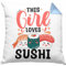 Trendation Lustige Suhsi Kissen mit Füllung 40x40 Geschenk Shushi-Liebhaber This Girl Loves Sushi Geschenkidee Asiaten Asiatische Küche (Blau)