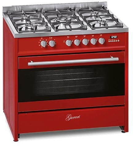 GURARI GCH E 911 R, Centre de cuisson électrique à gaz 90 cm/Range Coocker / 121L / 8 fonctions/Air chaud/Gril/ 5 brûleurs haute qualité/ 4 kw WOK/Gaz naturel/Gaz propane
