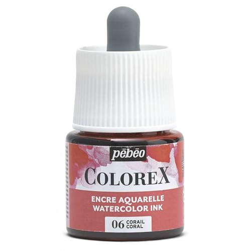 Pébéo - Colorex Tinte, 45 ml, Korallenrot – Colorex Tinte Aquarell Pebeo – Tinte aus Korallenholz, für alle Untergründe – 45 ml – Korallenrot