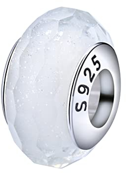 Breloque en verre de Murano en argent sterling pour bracelets à breloques Pandora, Argent sterling, Verre
