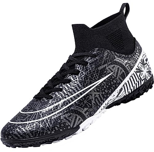 VTASQ Fußballschuhe Herren High Top Professionelle Fussballschuhe Outdoor Trainingsschuhe Jugendliche Athletics Sport Fußballspiel Training Sportschuhe Schwarz 42 EU