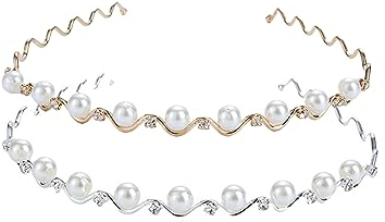 2 Stück Hochzeit Braut Haarreifen, Hochzeit Haarbänder Haarschmuck, Strass Perle Kristall Haarreif, Braut Elegante Brautjungfern Braut Zubehör