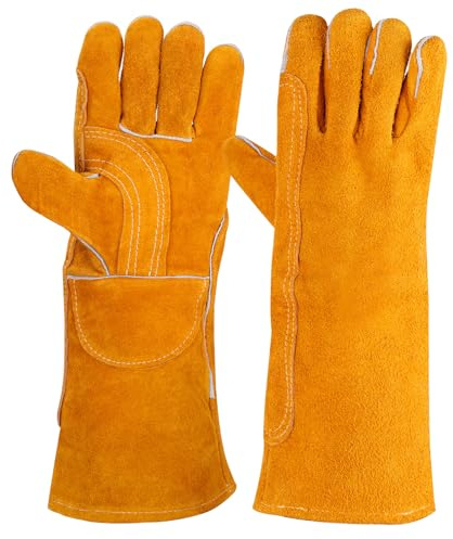 drado Leather Welding/BBQ Gloves/Stove Gloves/Gardening High Heat & Fire Resistant Proof Leather Safety Work Gloves Used for Welding/Fireplace/Oven/Baking/Animal Handling L