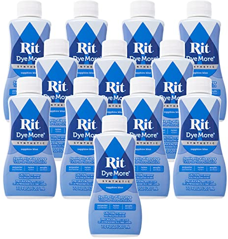 Rit DyeMore - Tinte de fibra líquida sintética de 7 onzas para ropa, decoración y manualidades, color azul zafiro (paquete de 12)