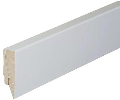 HORI® Sockelleiste - Weiß folierte Fußbodenleiste aus MDF oder Massivholz I verschiedene Maße und Profile I Modernes Design für Laminat, Parkett, Vinyl und mehr Massiv Modern I 58.00