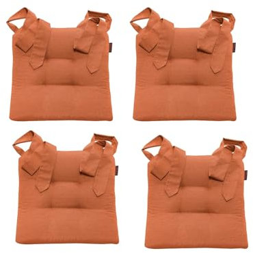 MAGMA Fino Stuhlkissen Sitzkissen Schleifenband Auflage Polster Stuhl Stuhlauflage Rattanstühle extra dick Esszimmerstühle 4er Set Indoor Outdoor (orange)