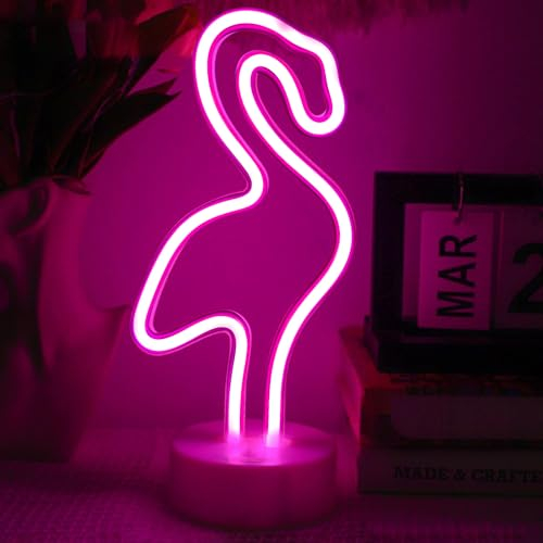 Flamingo Neon Schild, Flamingo Deko, Gaming Zubehör, Gaming Deko, LED Deko, Gaming LED, LED Schild, Gaming Zimmer Neon Sign, Flamingo Geschenk, Game Room Bar Party Deko (USB und Batteriebetrieben)