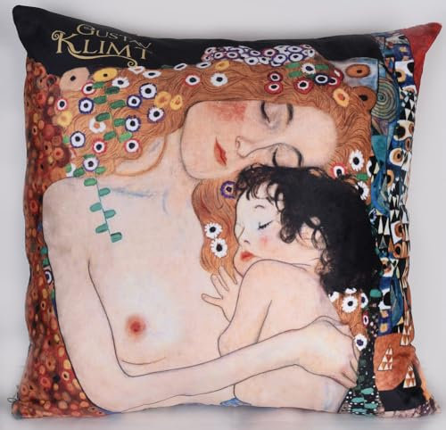 Carmani Kissen Klimt Mutter und Kind Kissenbezug Dekokissen Jugendstil 50x50cm han023-8006 Palazzo Exklusiv