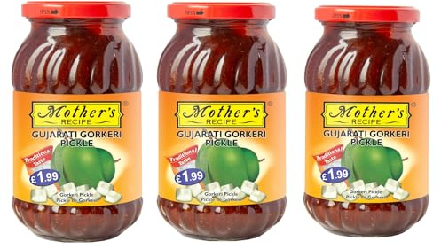 Mother's Recipe Gujarati Gorkeri Pickle - 575g (Pack of 3) | Traditional Flavor | Versatile Condiment | Perfect Blend of Sweetness and Tanginess