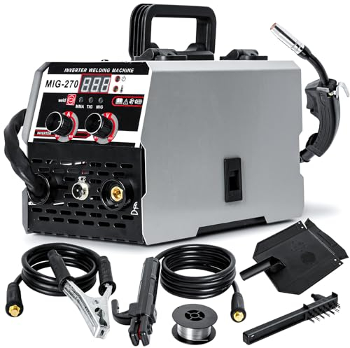 Kripyery Saldatrice MIG portatile 3 in 1 multiprocesso, senza gas 250 A 220 V, saldatrice digitale MIG, nucleo di flusso MIG-ARC Lift-WIG, saldatrice a inverter con A