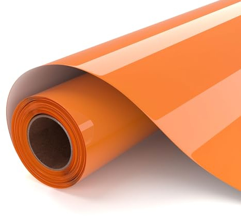 UIOK Vinilo Textil Termoadhesivo,Naranja Vinilo Textil 30.5x182cm HTV Vinil de Transferencia de Calo para Cricut, Naranja Vinile Termoadhesivo Textil para DIY Camisetas y Más Telas
