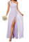 HPPEE Damen Einschultriges Brautjungfernkleid mit Schlitz, fließendes Chiffon, langes formelles Kleid für Frauen, Flieder, 34