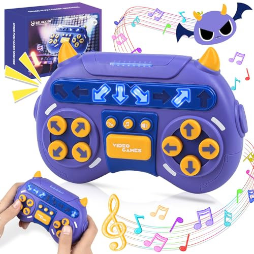 Pop It Elektronisches Spiel, Handheld Spielekonsole, Quick Push Spiel Fidget Toys für Kinder Erwachsene, Retro Spielekonsole mit 24 Musik, Tragbar 6 7 8 9 Jahre alte Kinder Jungen Mädchen Teens