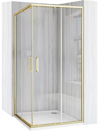 Rea Box doccia City 90x90 Gold Cabina Doccia senza piatto doccia Vetro di sicurezza temperato Transparent 4mm, 5mm (d'oro)