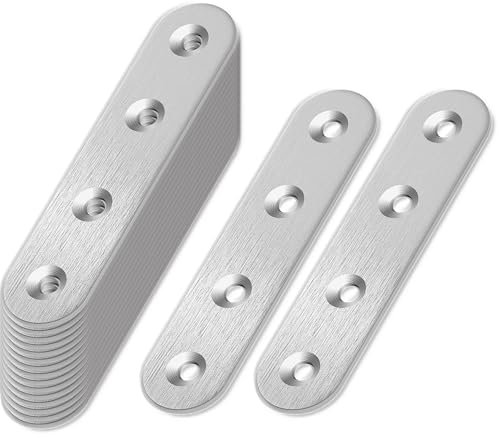 HXJDAM 20 Stück Lochplatte, Flachverbinder Edelstahl, Holzverbinder Metall (77x16x2mm), Verbindungsblech, Lochblech, Flacheisen Gelocht, Verbinder