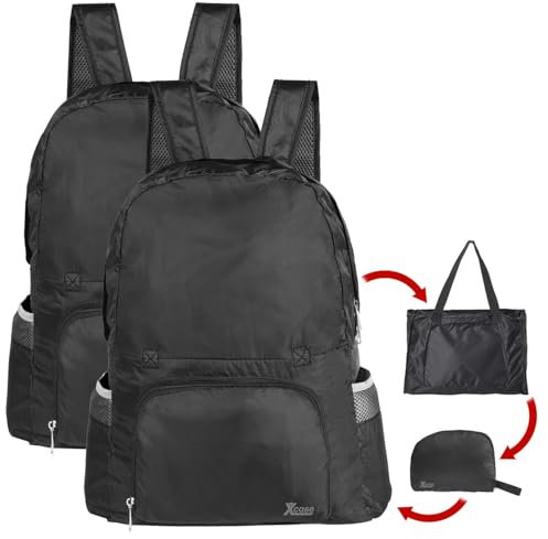 Xcase Faltrucksack: 2er-Set Faltbare 2in1-Rucksäcke & -Taschen, leicht, wasserdicht, 20 l, (Rucksacktaschen, Rucksack Damen, Wasserdichter Sack)