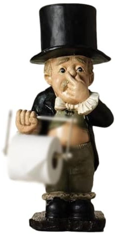 Resin Butler Toilet Roll Holder, Frees Standing Novelty Toilet Paper Stand, Funny Toilet Roll Holder Resin Ornaments, Bathroom Accessory Size 27 * 11 * 12.5cm