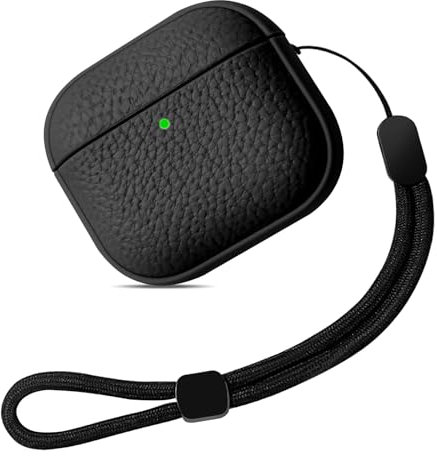 Teyomi Hülle Kompatibel mit AirPods 4. Generation, Leder-Touch-Design Kompatibel mit Airpods 4 Case, Schutzhülle Kompatibel mit Airpods 4 mit Handschlaufe,Fallfest, Stoßfest(Schwarz)