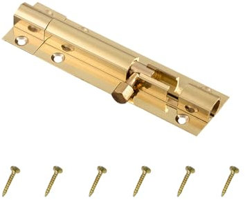 Globellapro 2 Inch Gold Brass Door Bolt Lock, Barrel Sliding Lock, Solid Door Latch for Home, Bedroom, Garden