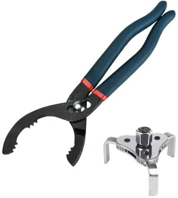 2Pcs Universal Adjustable Oil Filter Wrench Set 12 Inch Oil Filter Pliers, 3 Jaw 2 Way Removal Tool,63mm-103mm Capacity, Oil Filter Change Tool for Cars Motorcycles, and Trucks Use