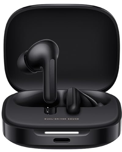 Xiaomi Redmi Buds 6 Black - Batería de 42 Horas, Sonido Hi-Fi con Controladores duales, 49dB ANC, 4 Modos de ecualización, reducción de Ruido AI, Carga rápida, Bluetooth 5.4, Soporte Google Fast Pair