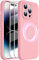 Dssairo Magnetische für iPhone 14 Pro Hülle, mit 2 x Displayschutzfolien, Verbessertes Flüssigsilikon, Verbesserter Kameraschutz, Militärische Qualität, Sturzsicher, Dünn 6,1 Zoll (Pink)