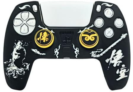 Genérico Funda Mando Compatible con PS5- Impermeable, Resistente y Antideslizante -Diseño Wukong(Blanco) - Protección Segura para Mandos Duraderos- con empuñaduras a Juego
