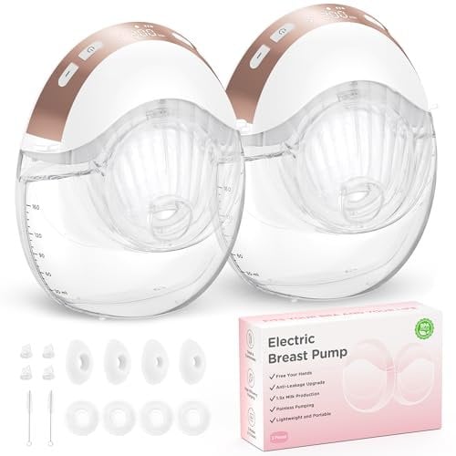 Jheppbay Electric Breast Pump Wearable, Leakproof Discreet Hands Free Pump, 205g Ultra-Light Wireless Electrical Pump with 3 Modes 12Levels, Portable Design for Nursing Moms at Work Home Travel