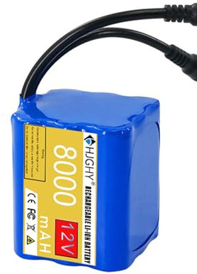HJGHY Batteria al Litio Ricaricabile DC 12V 10000mAh 15000mAh 20000mAh 25000mAh 30000mAh 8000mAh Batteria di Backup agli ioni di Litio Sostitutiva per Telecamera CCTV a Strisce LED,12v 8000mah